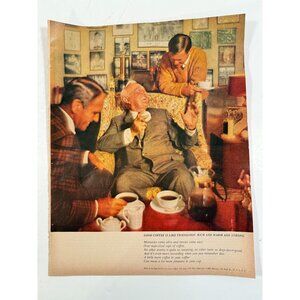 Vintage 1962 Men Drinking Coffee Pan American Coffee Advertisement Print Ad